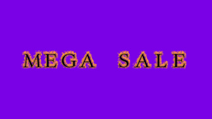 mega sale fire text effect violet background. animated text effect with high visual impact. letter and text effect. Alpha Matte. 
