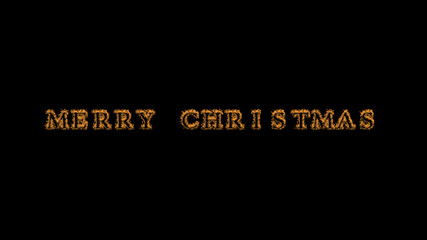 merry christmas fire text effect black background. animated text effect with high visual impact. letter and text effect. Alpha Matte. 