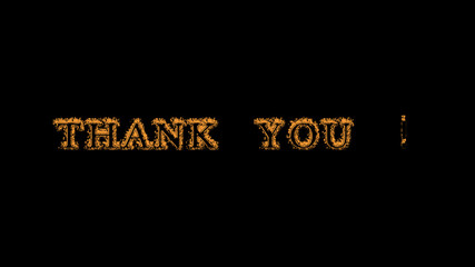 thank you ! fire text effect black background. animated text effect with high visual impact. letter and text effect. Alpha Matte. 