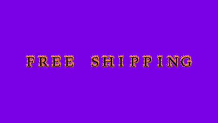 free shipping fire text effect violet background. animated text effect with high visual impact. letter and text effect. Alpha Matte. 