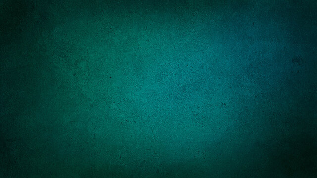abstract cyan and green architecture wall material. blank concrete wall texture surface background with dark corners.