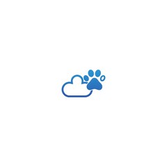 Fototapeta na wymiar Dog footprint cloud logo design concept