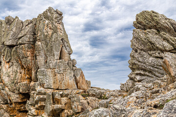 rocky coast of the island of Ouessant, off Brittany