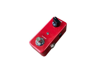 Isolated metallic red true bypass reverb stompbox electric guitar effect for studio and stage...