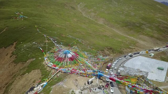 Tibet Aerial 4k Lhasa China Mila Mountain Pass