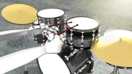 Obraz na płótnie Canvas Robot playing drums