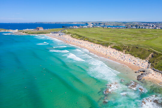 Aerial photograph of Fistral Beach, Newquay, Cornwall, England