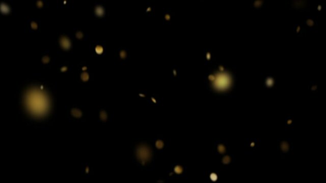 Round gold confetti falling from the top on a black background HD 1920x1080