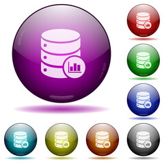 Database statistics icon in glass sphere buttons