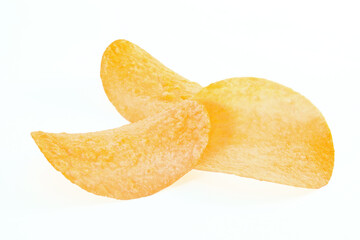 Fototapeta na wymiar potato chips isolated on the white background