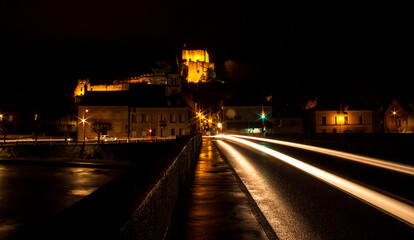 Fototapeta na wymiar Town of Montrichard Val de Cher at night