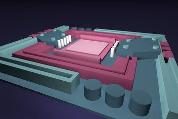 3D rendering abstract colorful motherboard illustration