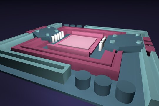 3D rendering abstract colorful motherboard illustration