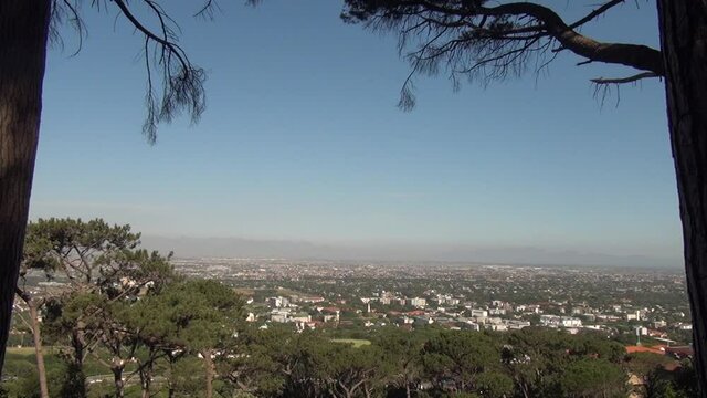 Summer day video of Cape Town panorama shot from Rhodes Memorial, Western Cape, South Africa