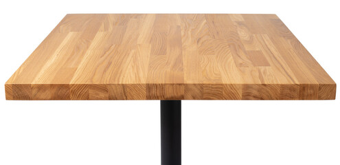 Wooden table with rectangle tabletop on white background