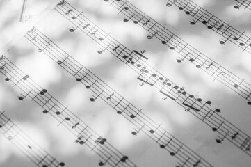 Obraz premium Hoja de pentagrama musical