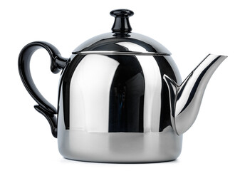 Metal tea pot for gas stove isolated on white
