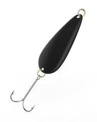Blank fishing spoon bait for mock up and branding, 3d render illustration.