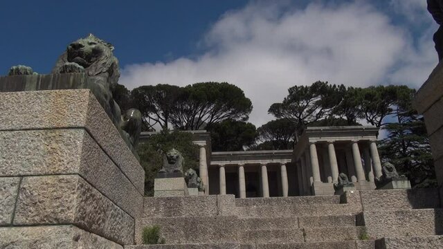 Summer day video of Rhodes Monument in Cape Town, South Africa