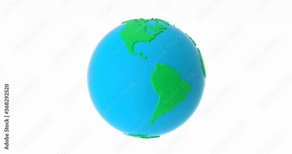 Aufkleber 4k resolution video: earth globe modeling from plasticine blue and green clay seamless looped rotati