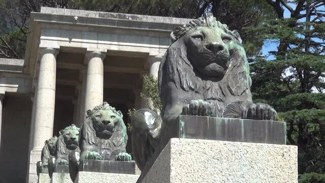 Summer day video of Rhodes Monument in Cape Town, South Africa