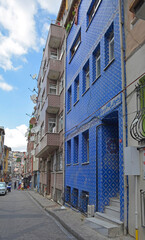 Tiled houses in the Balat area of Istanbul, Turkey