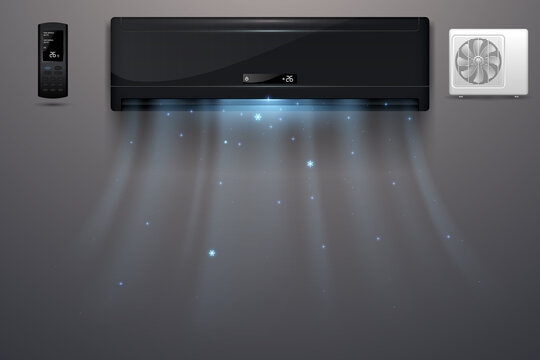 Black Air Conditioner With Cold Wind Effect