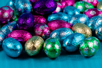 Colourful easter eggs, candies and baskets on display. Calgary, Alberta, Canada