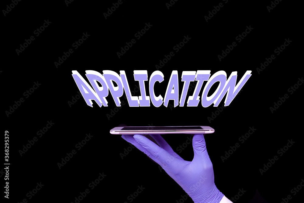 Poster writing note showing application. business concept for computer program that is designed for a parti