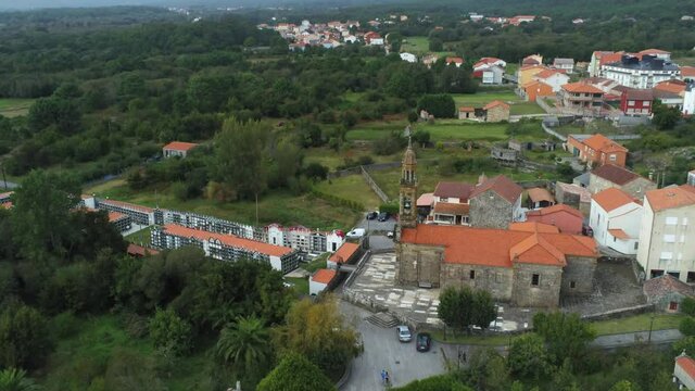 Beautiful village in Galicia,Spain. Aerial Drone Footage