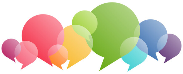 colored speech bubbles in a row