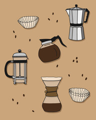 coffee items cafe illustration