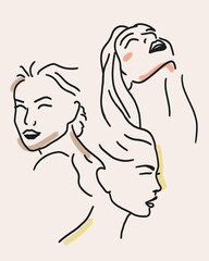 female faces women heads abstract