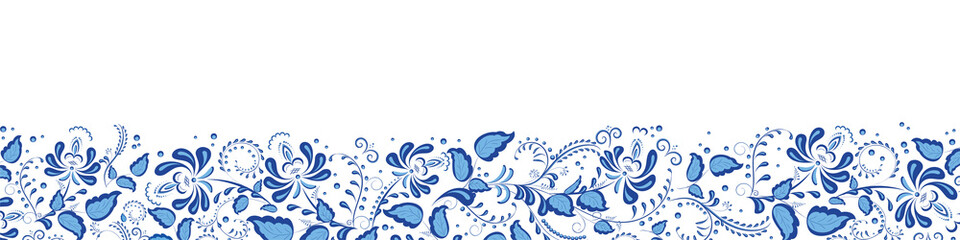 Banner and border with flowers and leaves.