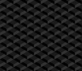 Isometric abstract vector background in black. Seamless pattern.