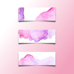 Set of abstract header banners with watercolors stains Eps10 vector
