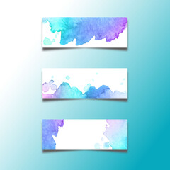 Set of abstract header banners with watercolors stains Eps10 vector