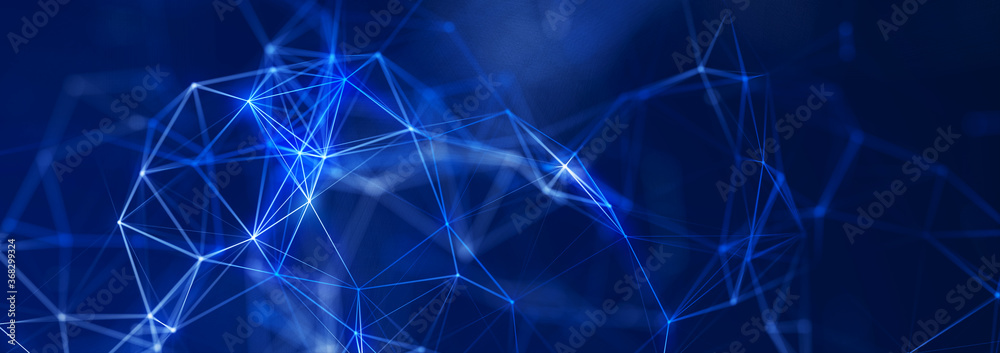 Poster polygonal background with dots and lines. network connection structure. science and technology. 3d