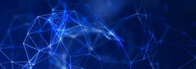 Polygonal background with dots and lines. Network connection structure. Science and technology. 3d