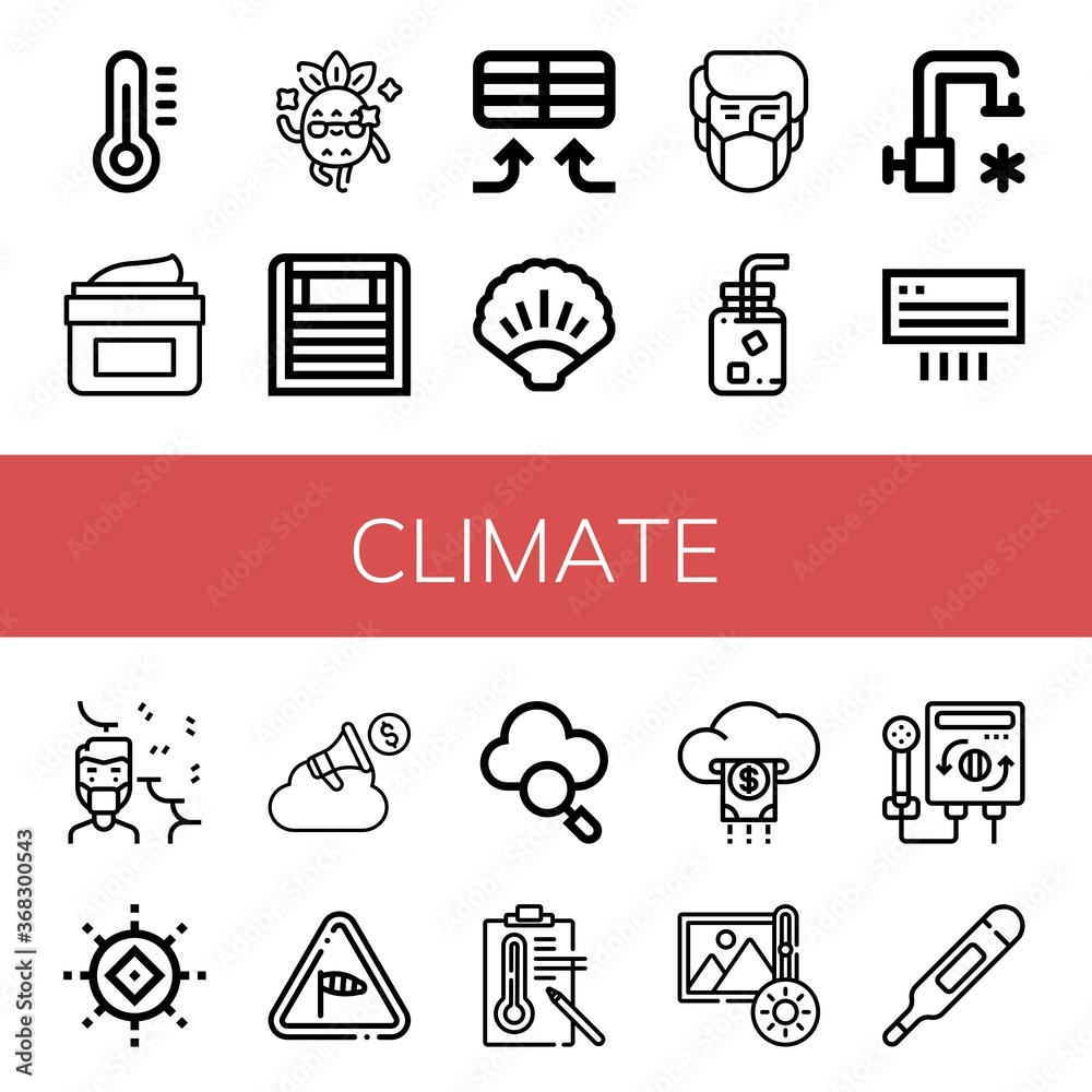 Wall mural climate simple icons set