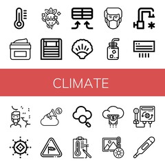climate simple icons set