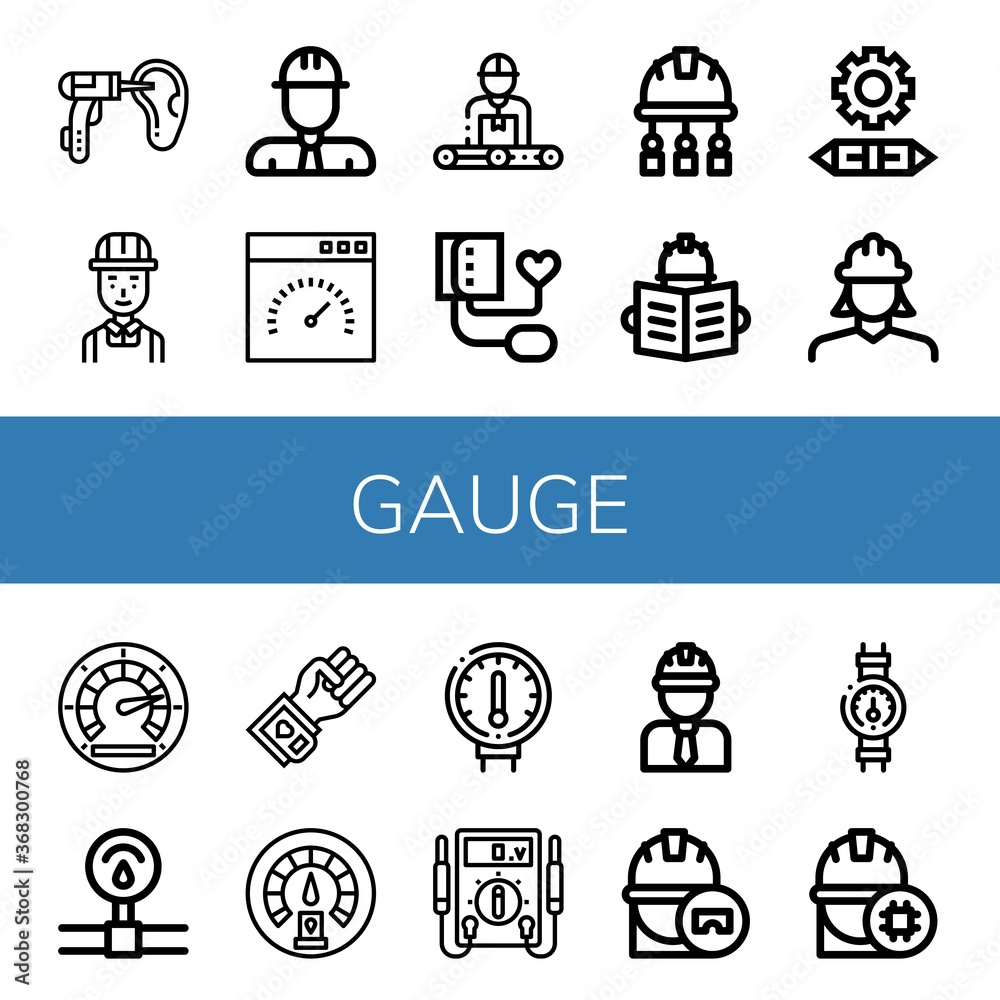 Poster gauge simple icons set