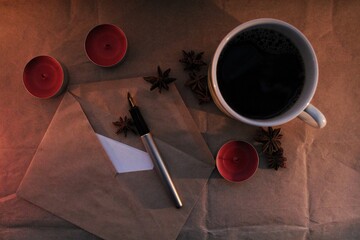 Cup of coffee and a letter