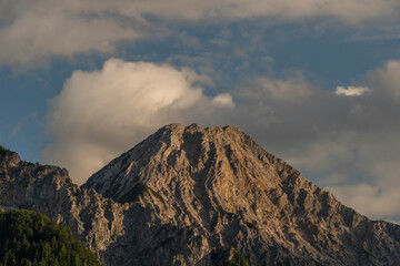 Cloudy evening under Mittagskogel hill on Slovenia and Austria border