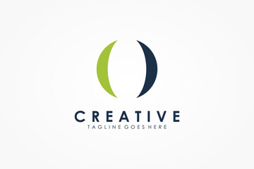 Abstract Initial Letter O Logo. Green and Blue Circular World Globe isolated on White Background. Usable for Business and Branding Logos. Flat Vector Logo Design Template Element