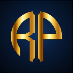 Fototapeta premium initials golden circle RP