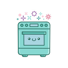 kawaii cooking kitchen oven icon cartoon illustration