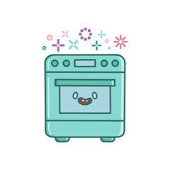 kawaii cooking kitchen oven icon cartoon illustration