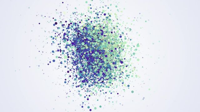Abstract bright colorful particles for logo reveal. Swirl and turbulence multicolored dots