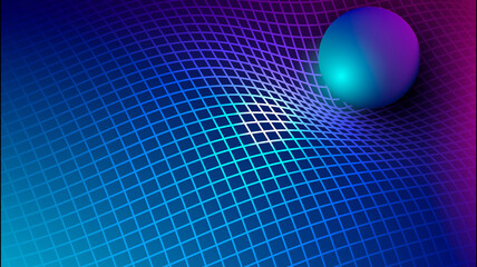 Fototapeta premium Gravity, gravitational waves concept. Physical and technology background. Design with gravity grid and spheres.